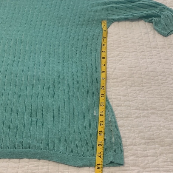 ARITZIA WILFRED linen blend lightweight sweater 3/4 sleeves aqua colour large - Picture 8 of 10